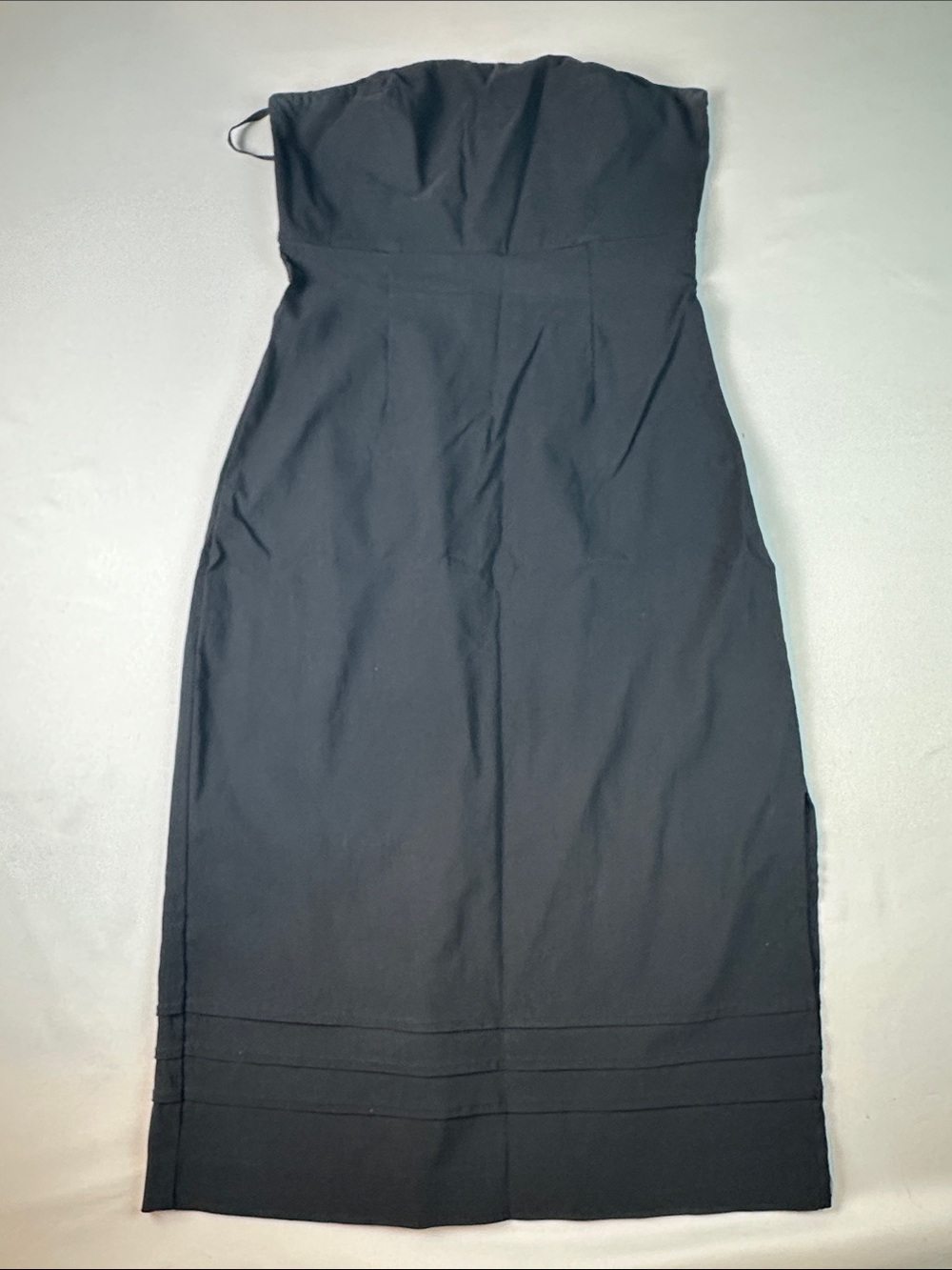 Express Women’s Classic Strapless Dress Black Midi Size 2 Side Slit